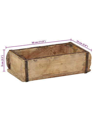 Vassoio Marrone 30 x 15 x 9 cm Legno Recuperato Massello