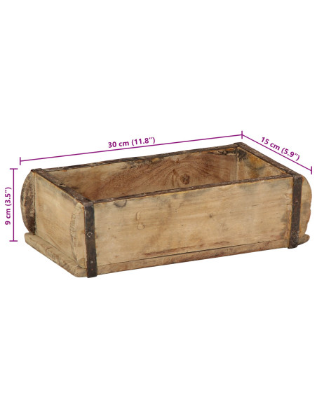 Vassoio Marrone 30 x 15 x 9 cm Legno Recuperato Massello