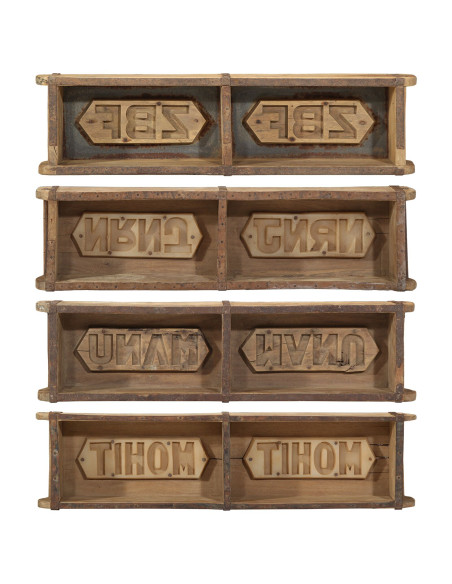 Set di 4 vassoi  60,5x15x9 cm in legno riciclato