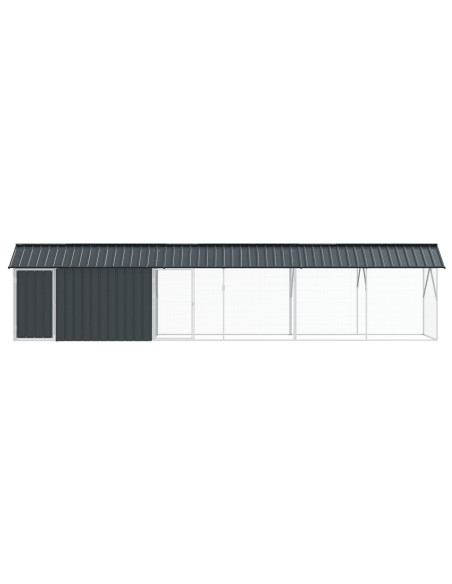 Aviario per Uccelli con Estensione Anthracite 112x640x141 cm in Acciaio