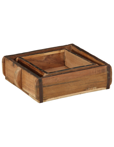 Vassoio 2 pcs Marrone 29 x 31 x 10 cm Legno Recuperato Massello