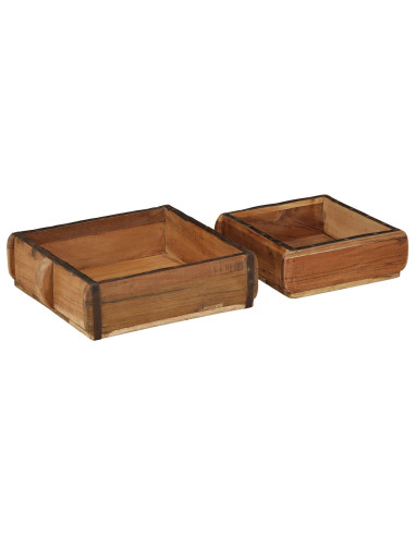 Vassoio 2 pcs Marrone 29 x 31 x 10 cm Legno Recuperato Massello