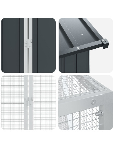 Aviario per Uccelli  con Estensione Anthracite 210x421x247 cm Acciaio