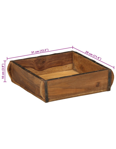 Vassoio Marrone 29 x 31 x 10 cm Legno Recuperato Massello