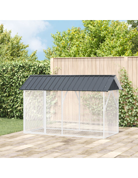 Voliera per Uccelli Antracite 112x227x141 cm Acciaio