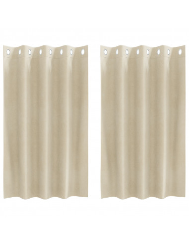 Tende oscuranti  con occhielli 2 pezzi in velluto crema