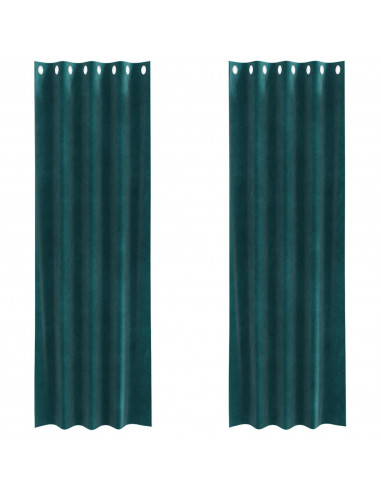 Tende oscuranti  con occhielli 2 pezzi in velluto verde scuro