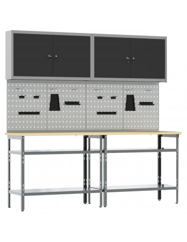 Set da Lavoro in Acciaio Grigio 8 Pezzi di