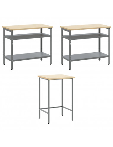Set da Tavolo per Trasporto Strumenti da 10 Pezzi Rosso in Legno e Metallo