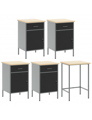 Set di Attrezzi da Lavoro e Pegboard da 12 Pezzi  Nero in MDF e Metallo