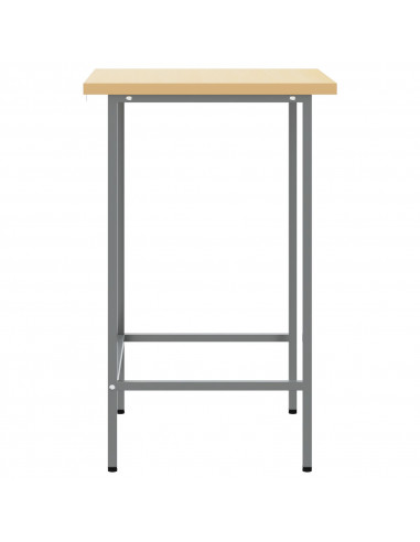 Tavolo da Lavoro Grigio 55x55x85 cm in Acciaio e Legno Ingegnerizzato