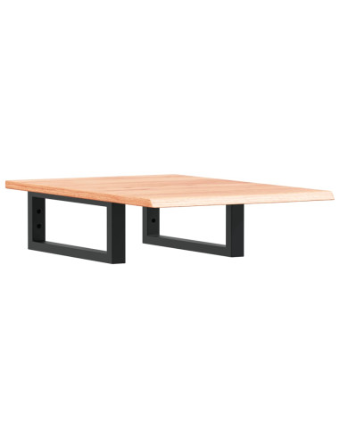 Ripiano a Parete per Lavabo in Acciaio e Massello di Rovere