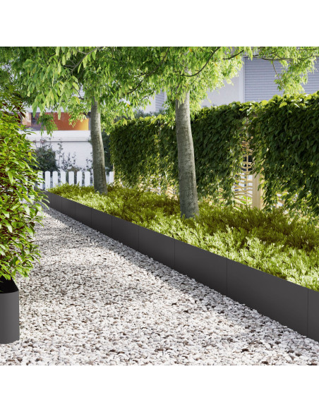 Bordura per Prato 10 pcs Nero 100 x 0.05 x 20 cm