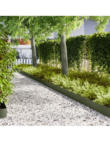 Bordura per Prato 10 pcs Verde oliva 100 x 0.05 x 20 cm