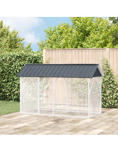 Voliera per Uccelli Antracite 112x227x141 cm Acciaio