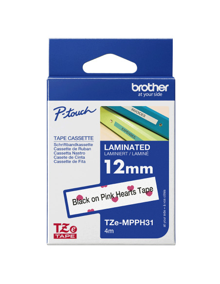 Brother TZE-MPPH31 nastro per etichettatrice Nero su rosa