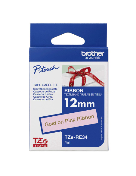 Brother TZE-RE34 nastro per etichettatrice Oro su rosa