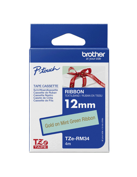 Brother TZE-RM34 nastro per etichettatrice Oro su colore menta