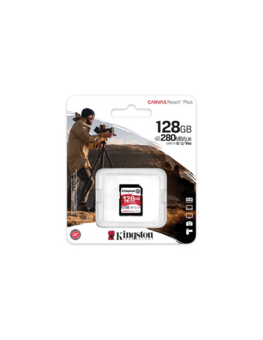 Kingston Technology 128GB Canvas React Plus SDXC UHS-II 280R/100W U3 V60 for Full HD/4K