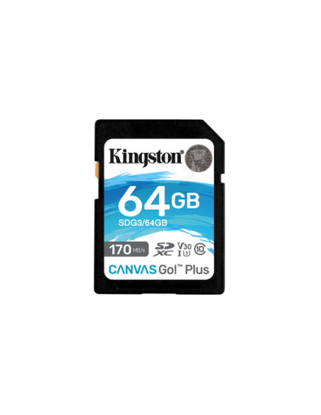 Kingston Technology Scheda SDXC Canvas Go Plus 170R C10 UHS-I U3 V30 da 64GB