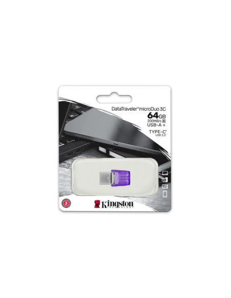 Kingston Technology DataTraveler 64GB microDuo 3C 200MB/s dual USB-A + USB-C
