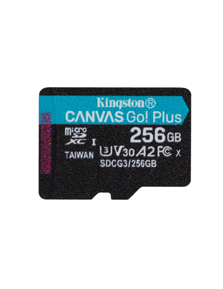 Kingston Technology Scheda microSDXC Canvas Go Plus 170R A2 U3 V30 da 256GB + adattatore
