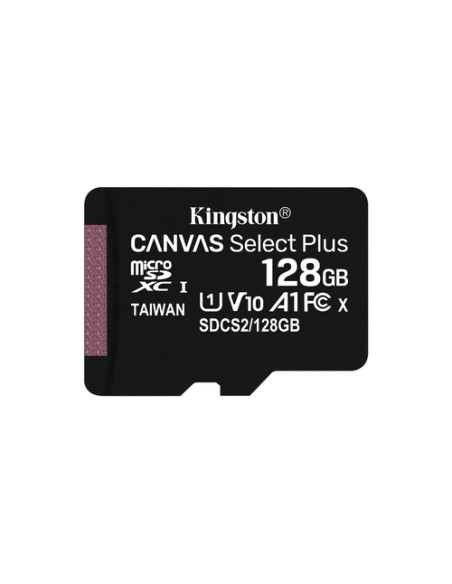 Kingston Technology Scheda micSDXC Canvas Select Plus 100R A1 C10 da 128GB + adattatore