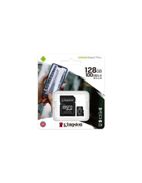 Kingston Technology Scheda micSDXC Canvas Select Plus 100R A1 C10 da 128GB + adattatore