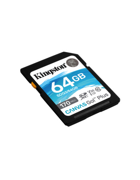 Kingston Technology Scheda SDXC Canvas Go Plus 170R C10 UHS-I U3 V30 da 64GB