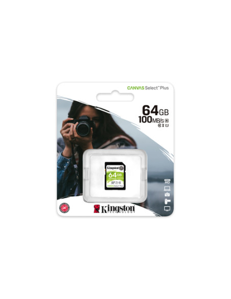 Kingston Technology Scheda SDXC Canvas Select Plus 100R C10 UHS-I U1 V10 da 64GB