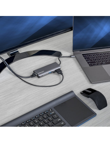 StarTech.com Adattatore multiporta USB-C - Dock da viaggio USB tipo C a HDMI 4K, 3x USB 3.0 hub, SD / SDHC, GbE, pass-through PD