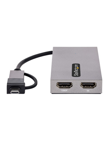 StarTech.com Adattatore USB 3.0 a HDMI, Scheda Video Esterna USB 3.0 a Doppio HDMI (1x 4K30Hz/1x 1080p), Cavo da 11cm integrato 