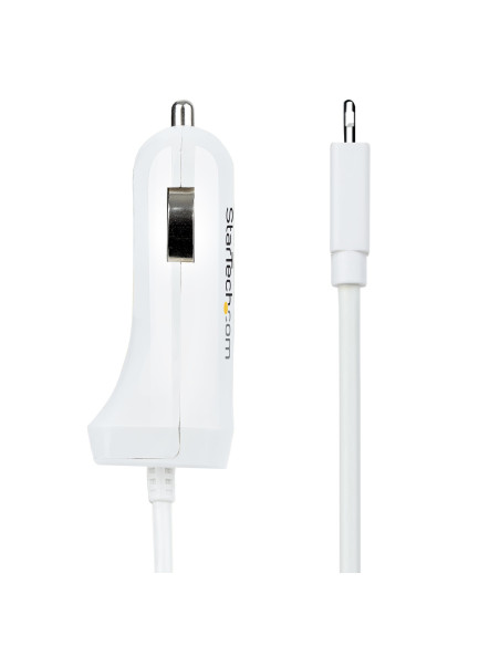 StarTech.com Caricatore da auto a due porte USB con cavo Lightning a spirale integrato da 1m Adattatore accendisigari USB per Ce