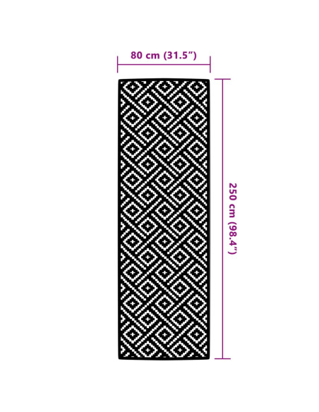 Tappeto da Esterni Bianco e Nero 80x250 cm in PP