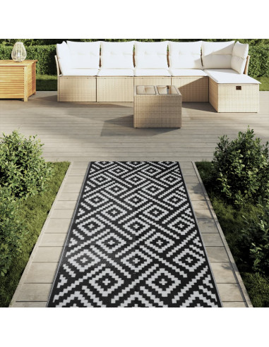 Tappeto da Esterni Bianco e Nero 80x250 cm in PP