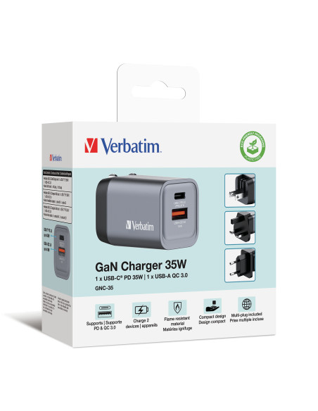 Verbatim GNC-35 Universale Nero, Grigio AC Ricarica rapida Interno