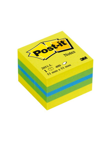 3M Post-it 2051L pouch autoadesiva Quadrato Blu, Verde, Turchese, Giallo 400 fogli Autoadesivo