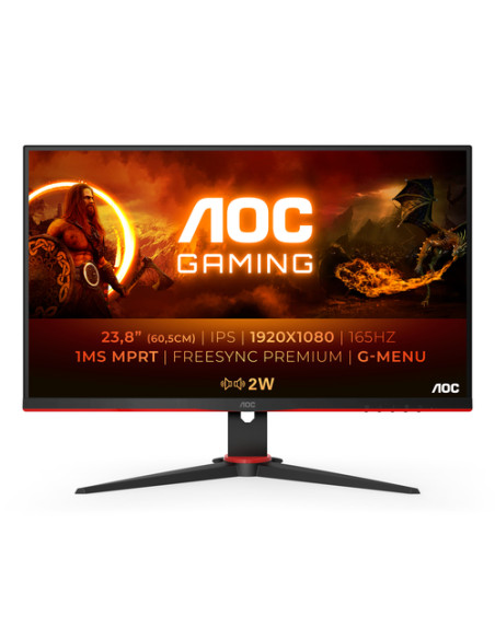 AOC G2 24G2SPAE/BK LED display 60,5 cm (23.8") 1920 x 1080 Pixel Full HD Nero, Rosso