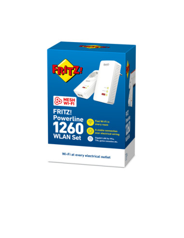 Powerline FRITZ! 1260 WLAN Set 1200 Mbit/s Collegamento ethernet LAN Wi-Fi Bianco 2 pz