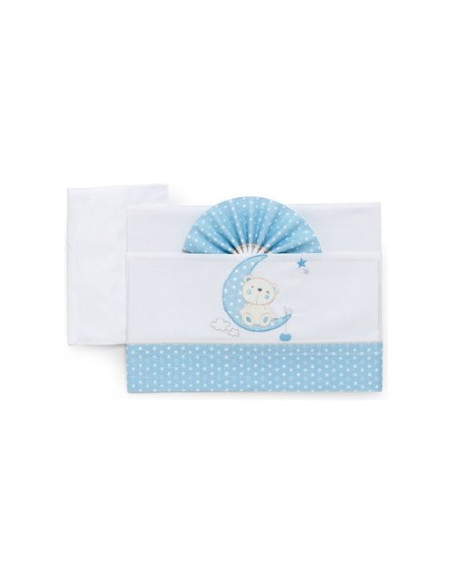 Lenzuola carrozzina Italbaby 15 3010 402 MOON Set Completo Azzurro Azz