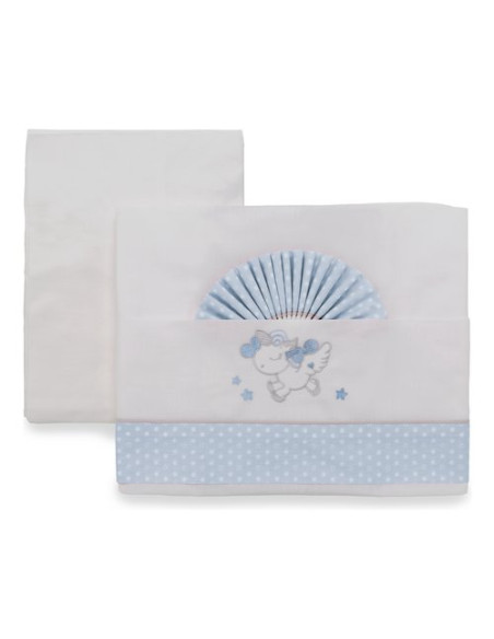 Lenzuola culla Italbaby 015 3010 502 UNICORN Set 3 Pezzi Azzurro Azzur