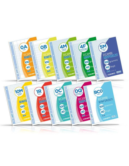RICAMBI A4 QUADRI BCO 40FF 100GR