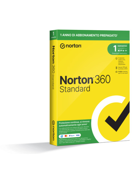 Norton 360 Standard 2024| Antivirus per 1 dispositivo | Licenza di 1 anno con rinnovo automatico | Secure VPN e Password Manager