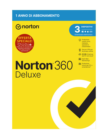 Norton 360 Deluxe 2024 | Antivirus per 3 dispositivi | Licenza di 1 anno | Secure VPN e Password Manager | PC, Mac, tablet e sma