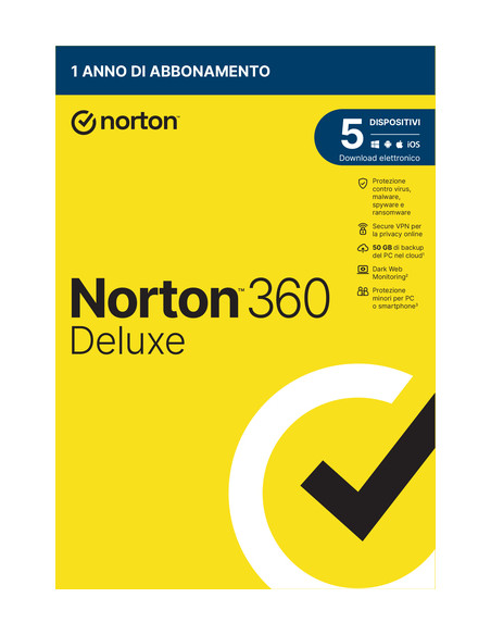 Norton 360 Deluxe 2024 | Antivirus per 5 dispositivi | Licenza di 1 anno | Secure VPN e Password Manager | PC, Mac, tablet e sma