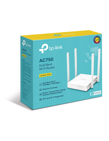TP-Link ARCHER C24 router wireless Fast Ethernet Dual-band (2.4 GHz/5 GHz) Bianco