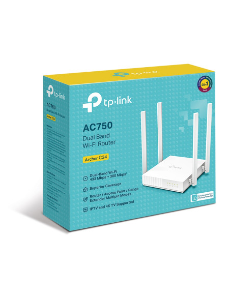 TP-Link ARCHER C24 router wireless Fast Ethernet Dual-band (2.4 GHz/5 GHz) Bianco