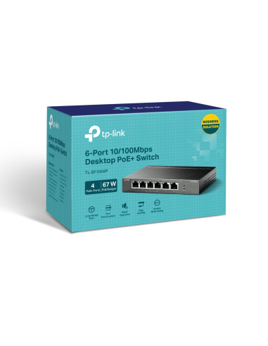 TP-Link TL-SF1006P switch di rete Non gestito Fast Ethernet (10/100) Supporto Power over Ethernet (PoE) Nero