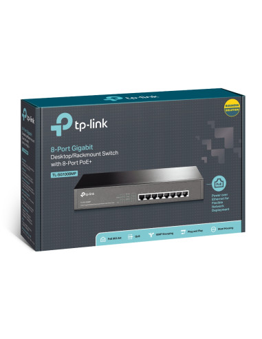 TP-Link TL-SG1008MP Non gestito Gigabit Ethernet (10/100/1000) Supporto Power over Ethernet (PoE) 1U Nero