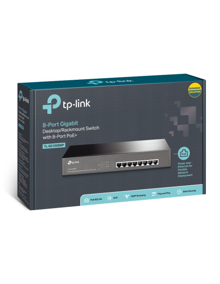 TP-Link TL-SG1008MP Non gestito Gigabit Ethernet (10/100/1000) Supporto Power over Ethernet (PoE) 1U Nero